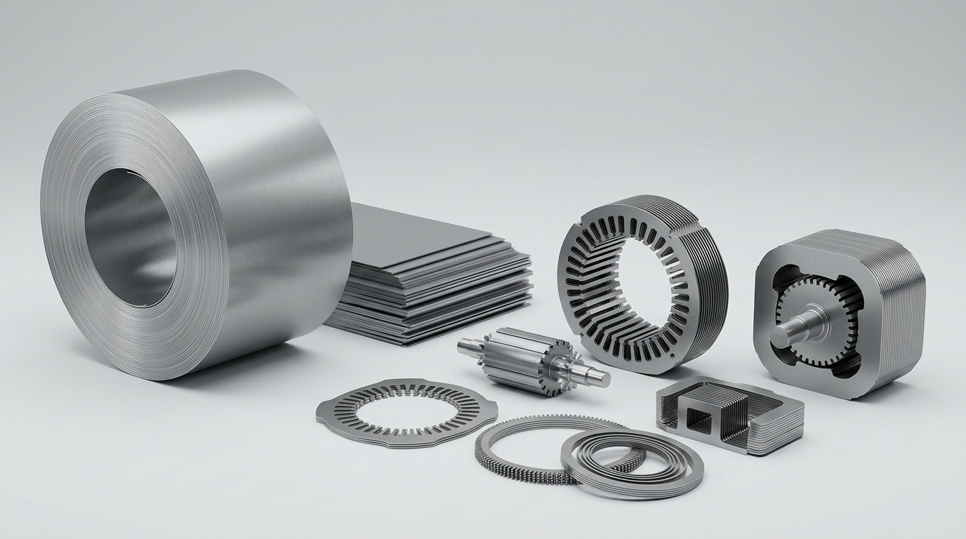 AV1200-Z self-bonding steel coil with bonded stator and rotor laminations for precision motor core stacks