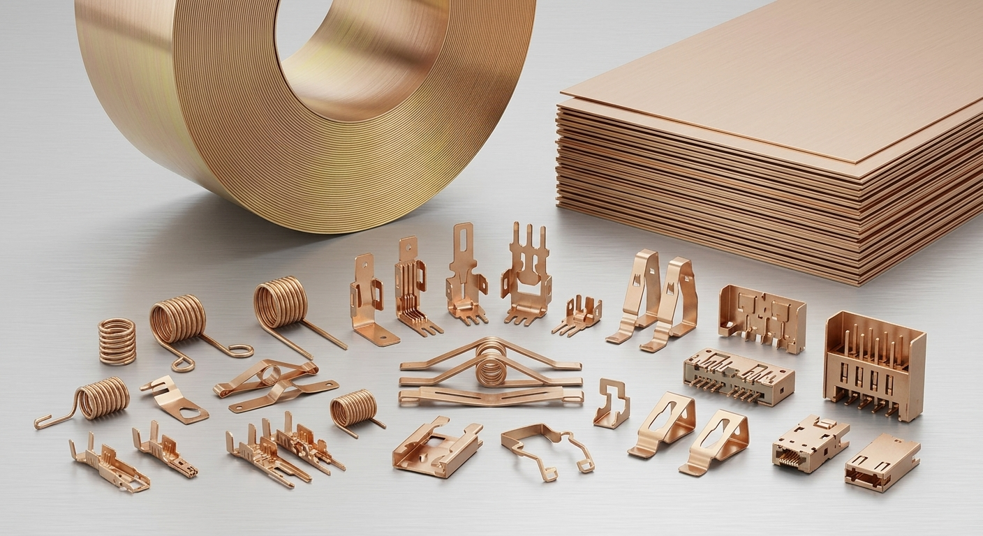 C5210 high-spring phosphor bronze coil, sheets, spring contacts, precision terminals, clip components, and connector stamping parts