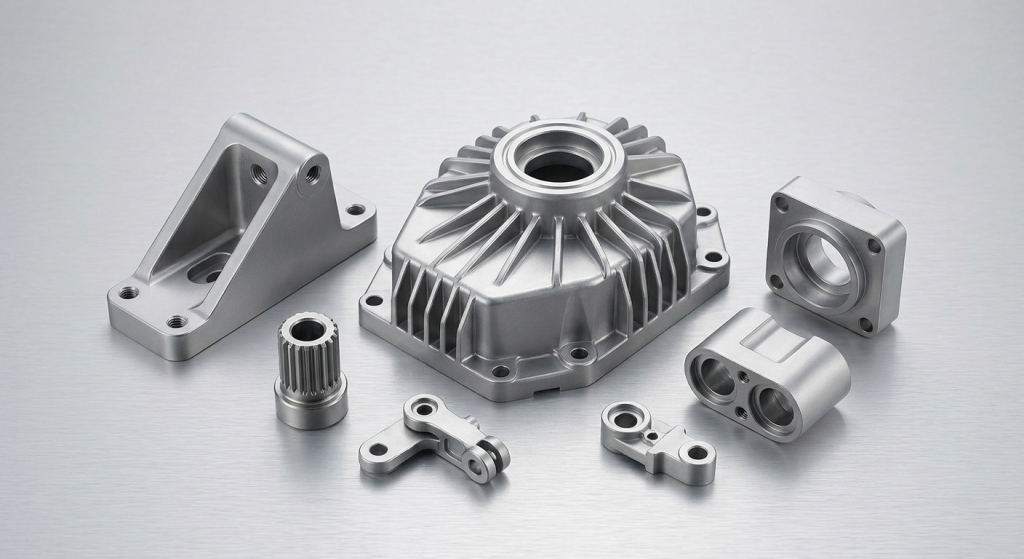 Precision CNC machined zinc alloy components showing fine machining details and smooth surfaces