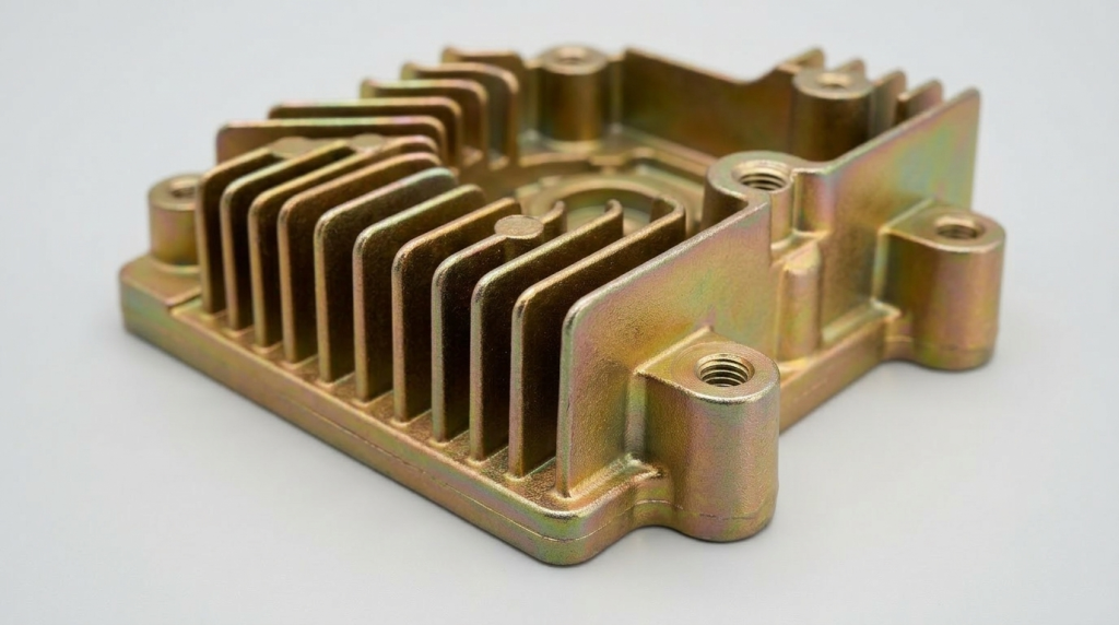 Copper die casting part with chromate conversion or passivation coating, showcasing corrosion resistance and protective finish.