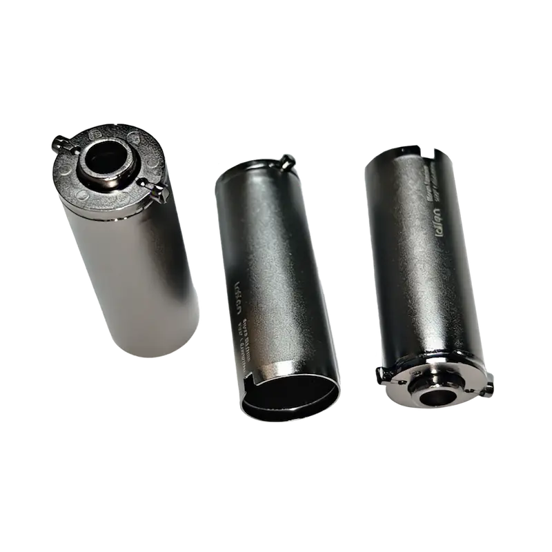 Ultra-thin deep drawn metal shielding cans and miniature connector bodies for consumer electronics.