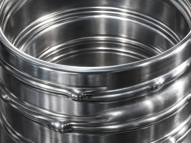 Deep drawn metal part featuring structural ribbing and bulging for enhanced rigidity.