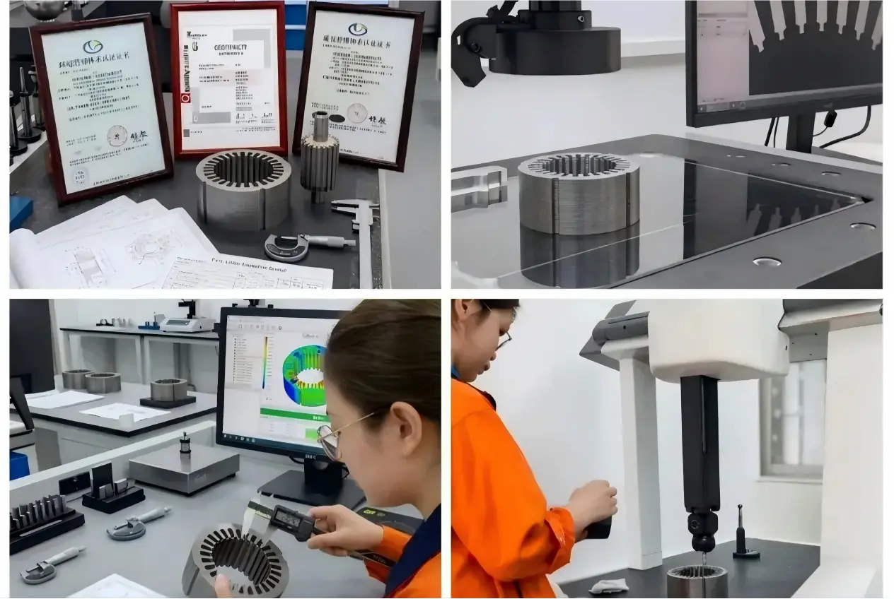 IATF 16949 certified quality inspection process for automotive EV traction motor cores and aerospace components.