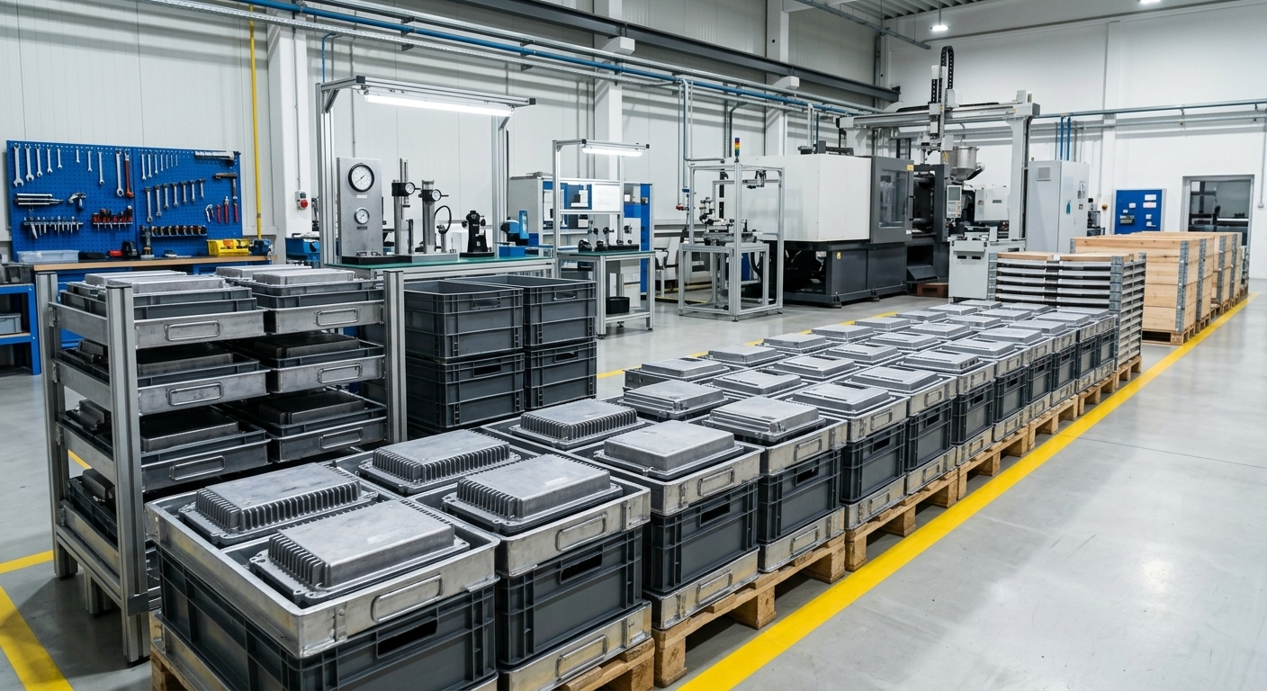 Mass production and logistics preparation of aluminum alloy die casting parts in a factory