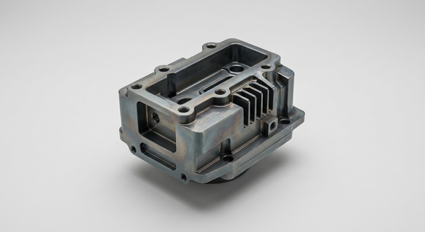 Precision CNC milled metal part with heat-treated finish and clean industrial machined appearance