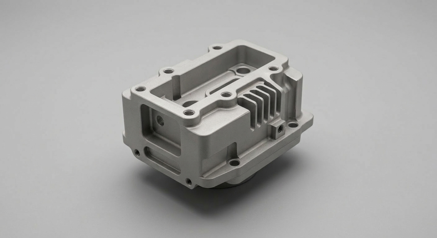 Precision CNC milled aluminum part with sand blasted matte surface and refined non-glossy texture