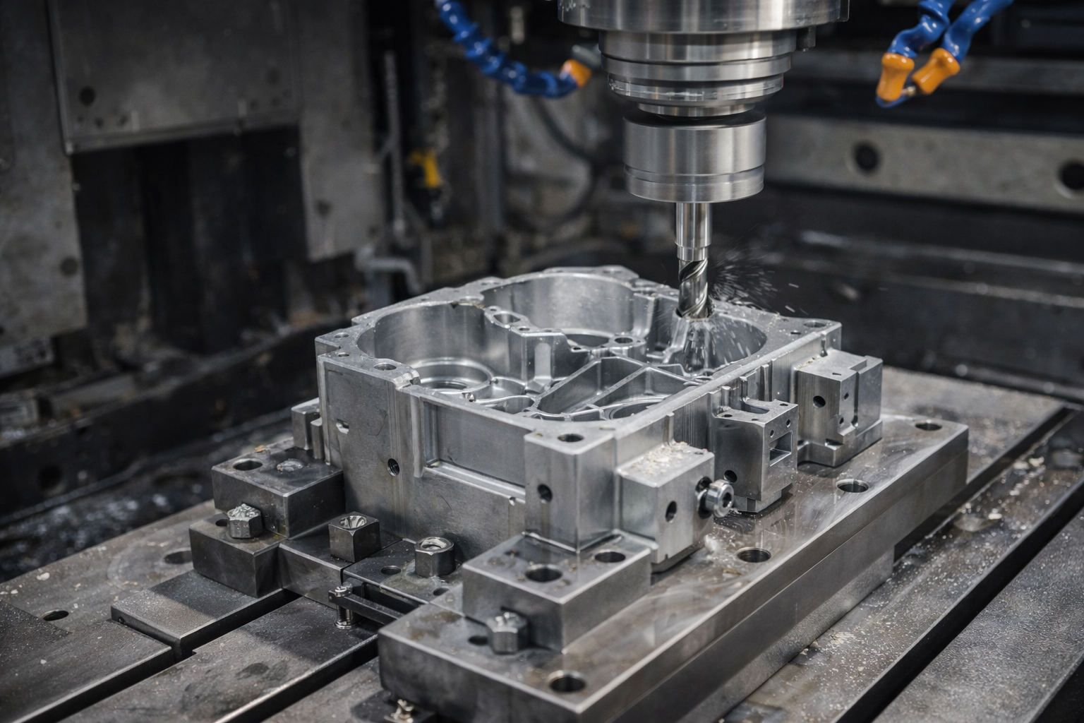 Secondary CNC machining of an aluminum alloy die casting housing for precision finishing