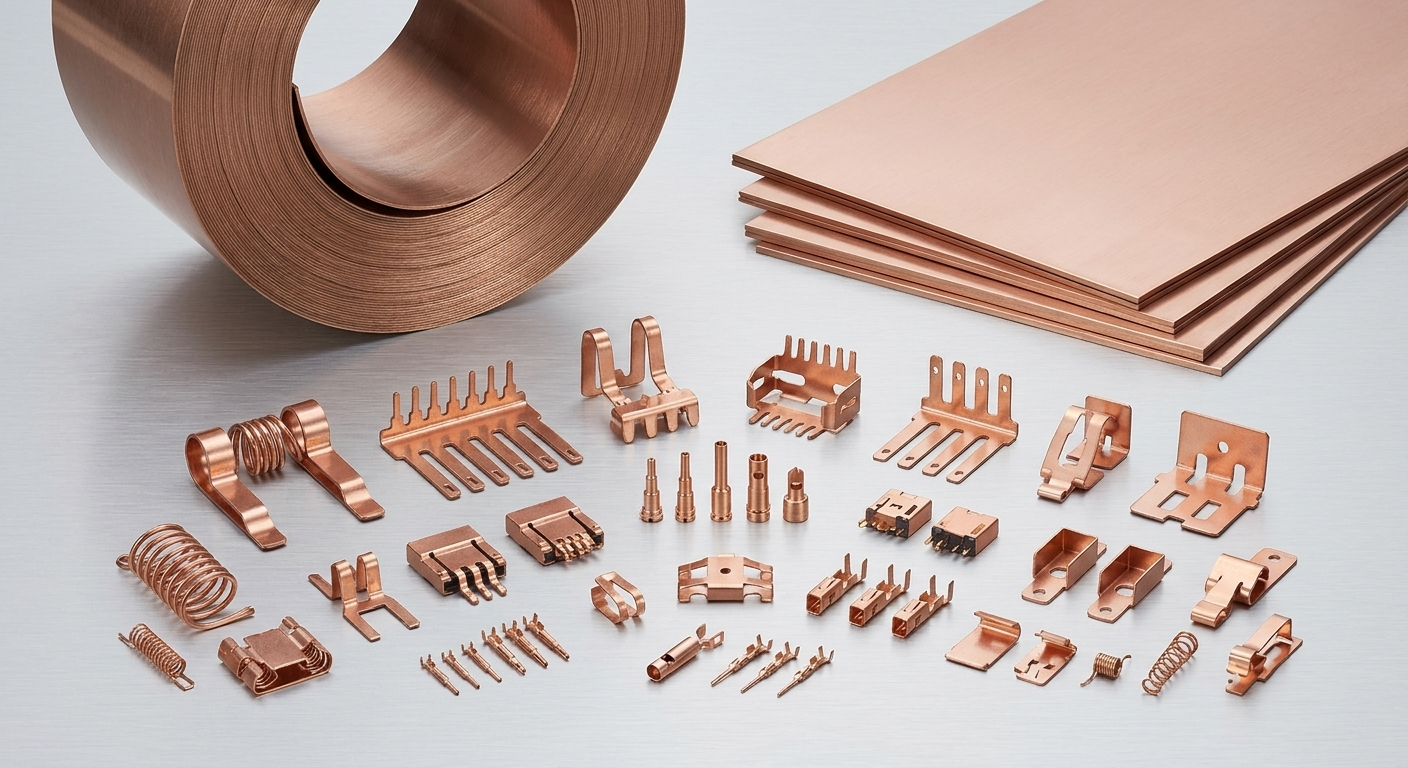 Tin phosphor bronze coil, sheets, spring contacts, elastic terminals, connector parts, and precision stamping components