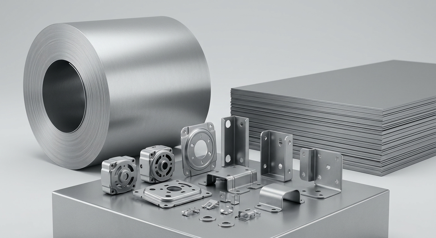 Zinc-aluminum-magnesium coated steel coil, sheets, and stamped metal parts for housings, cover plates, and structural components
