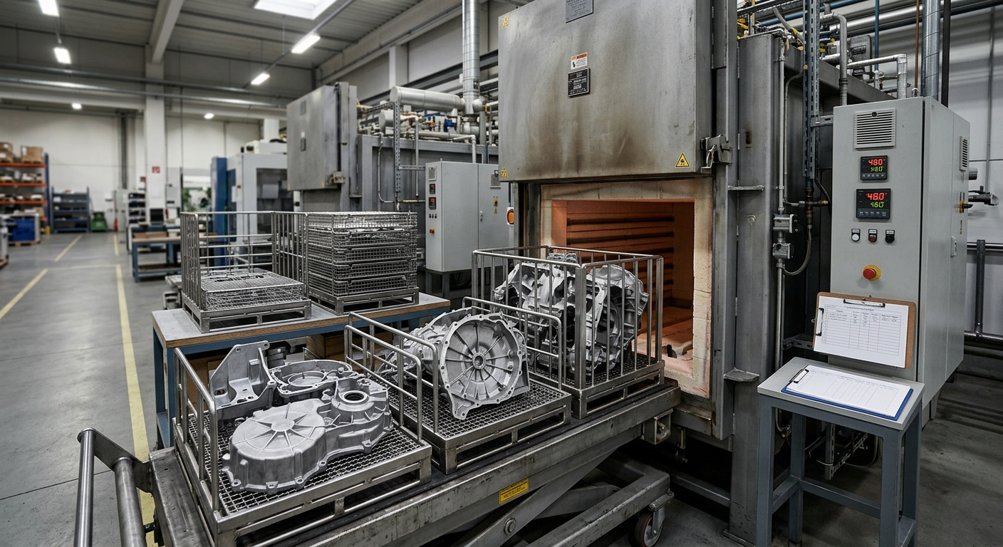 Heat treatment process for die cast metal components