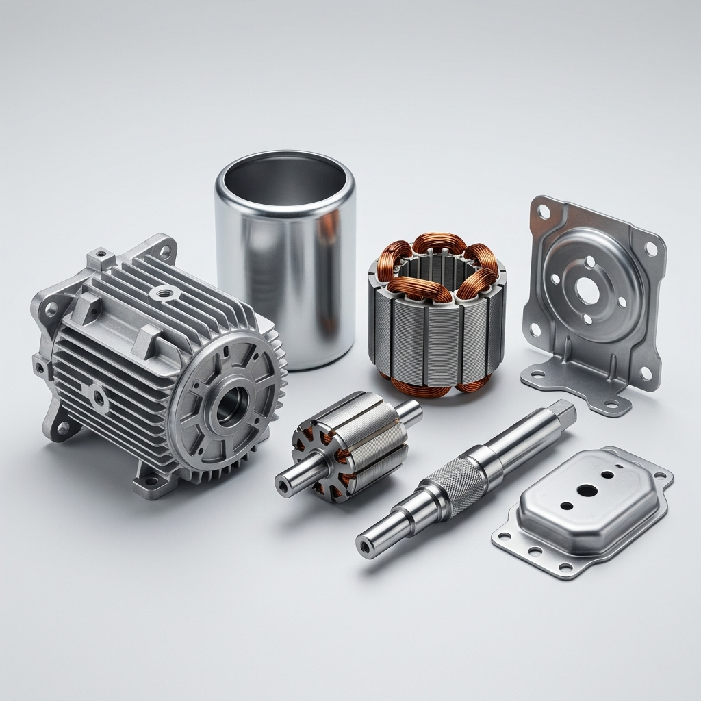 Assorted CNC machining stamping and die casting metal components for motor applications