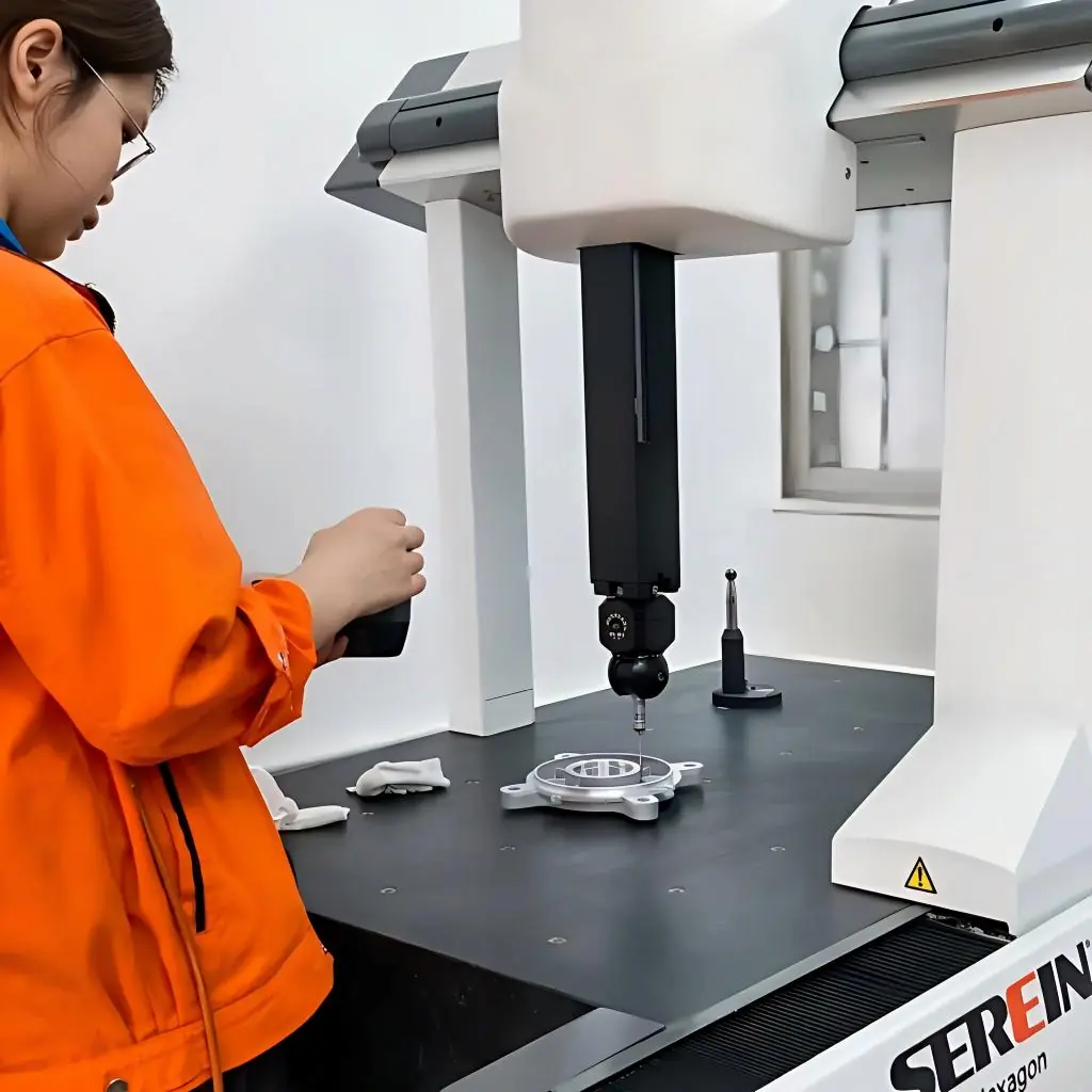 Precision quality inspection of metal motor components with dimensional measurement tools